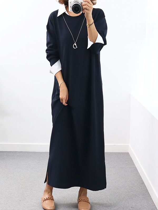 【c55355】韩国blg 五分袖上衣素面棉质t恤宽松不规则斜开衩落肩长版